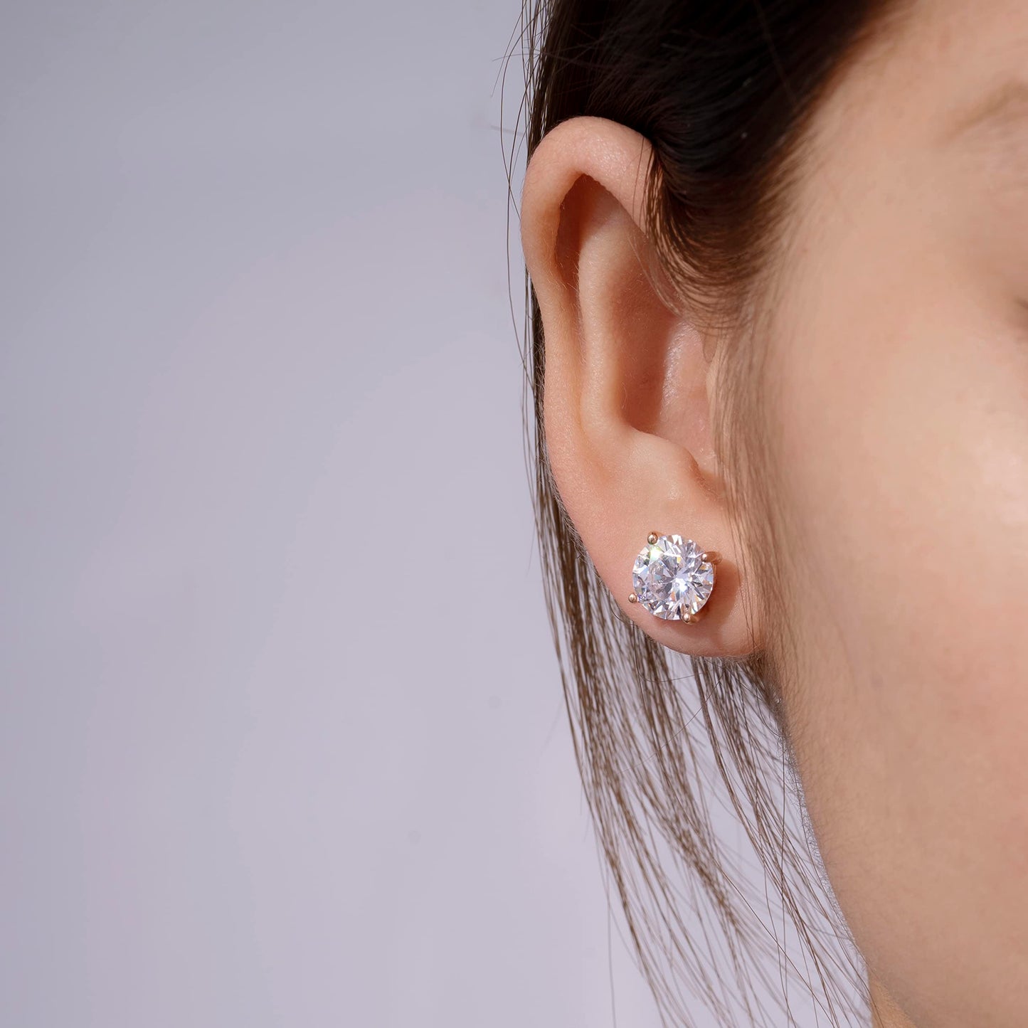 Amazon Essentials Yellow Gold Plated, Platinum or Rose Gold Plated Sterling Silver Infinite Elements Cubic Zirconia Stud Earrings | White, Blue, Green, or Pink Cubic Zirconia