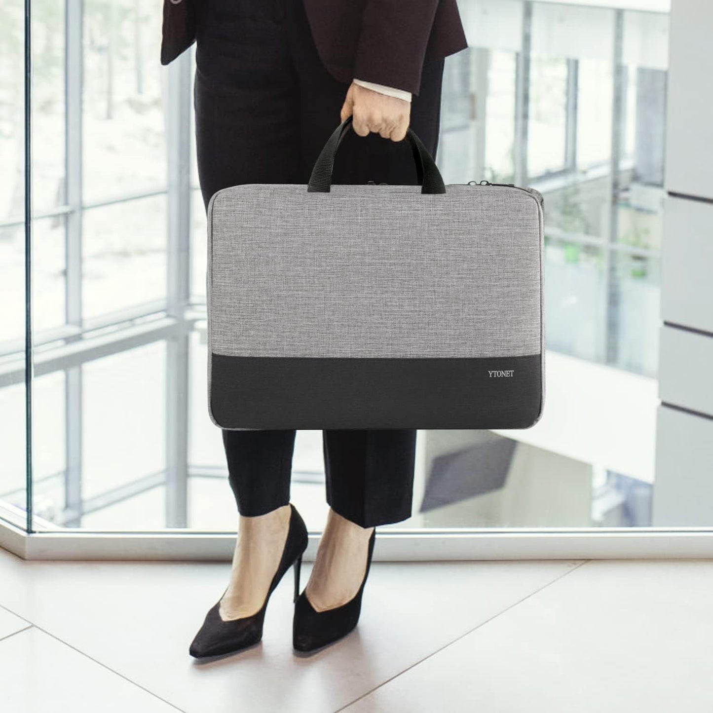 Funda para portátil Ytonet, bolsa para portátil TSA de 15.6 pulgadas, funda para portátil resistente al agua, bolsa de transporte para ordenador compatible con portátiles Lenovo, HP, Dell, Asus, regalos para hombres y mujeres, gris