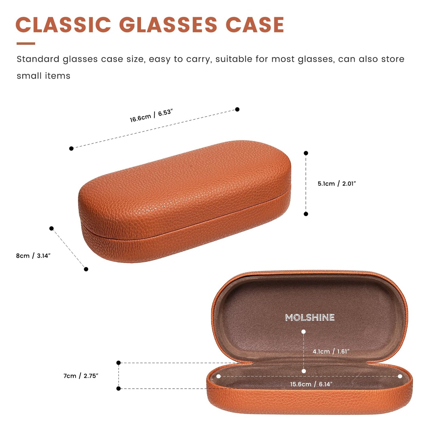 molshine Hartschalen-Leder-Sonnenbrillenetui, klassisches großes Brillenetui für Damen und Herren, Sonnenbrille (Schwarz)