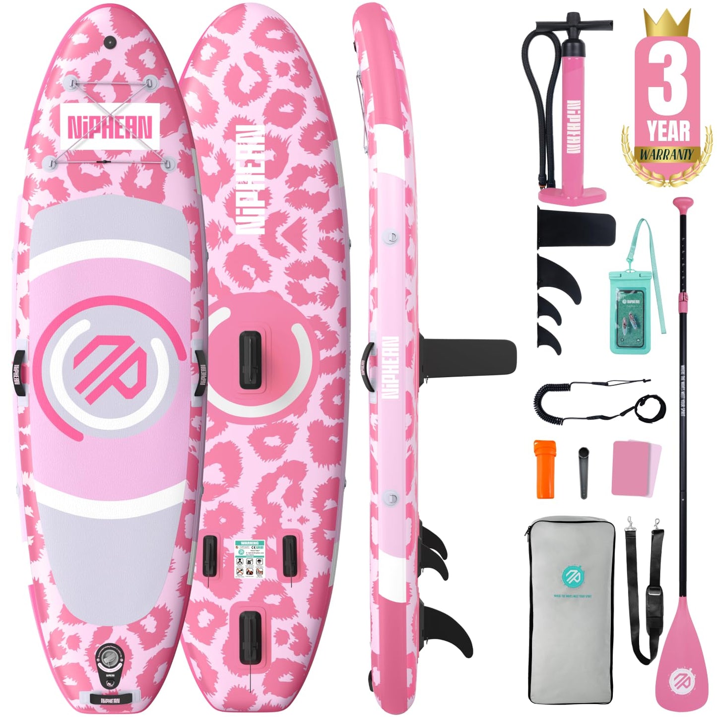 Niphean（Ultra-Light） Inflatable Paddle Board with StabilTrac Fin and Durable SUP Accessories, 10' Stand Up Paddle Boards for Adults & Youth, Versatile Yoga Paddle Board, Gift Ideas