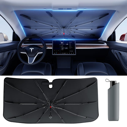 DMJN Umbrella Windshield Sun Shade for Jeep Grand Cherokee (2011-2026), Car Sunshade for Front Windshield [Nano Ice-Crystal Coatings] UPF50+ Heat & UV Block, Protect Interior & Keep Cooler