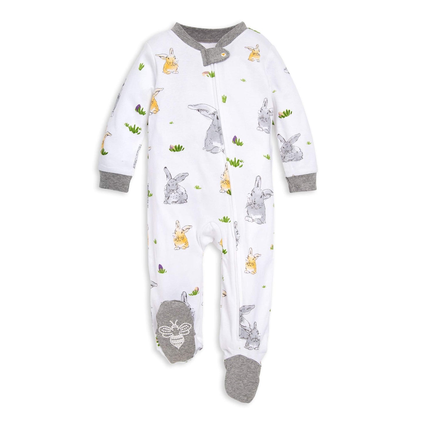 Burt's Bees Baby Boys Sleep and Play Pajamas, 100% Organic Cotton, One-piece PJs, Diagonal Zip Up Loose Fit Footie