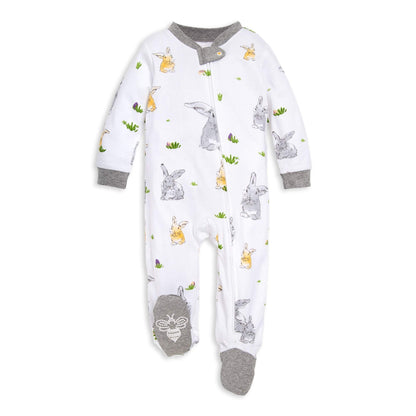 Burt's Bees Baby Boys Sleep and Play Pajamas, 100% Organic Cotton, One-piece PJs, Diagonal Zip Up Loose Fit Footie
