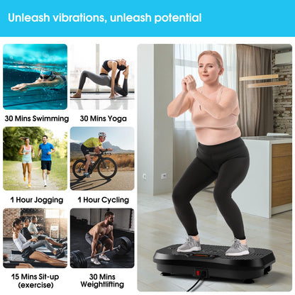SoftGym Waver Vibration Plate Exercise Machine for Lymphatic Drainage Weight Loss,120 Speed Levels Vibrating Platform with Resistance Bands,Full-Body Workout Equipment for Muscle Activation