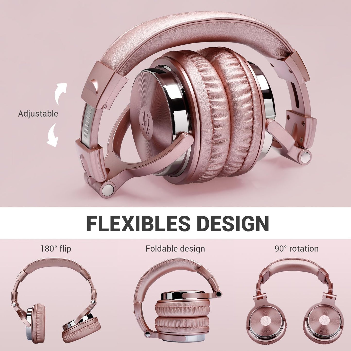 OneOdio Pro-10 Over-Ear Kabelkopfhörer für Schule Studio-Monitor & Mixing DJ Stereo-Headsets, 50mm Neodym-Treiber, Inline-Mikrofon, 3,5mm/6,35mm Klinke für Verstärker Computer Aufnahme Telefon Klavier Gitarre