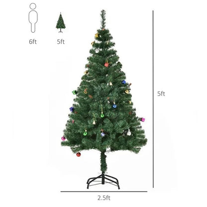 4.9ft Green Christmas Tree Artificial Xmas Holidays Party With Decoration Ornament