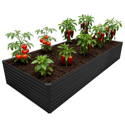 DIIYIV Galvanized Raised Garden Bed Kit Outdoor Patio,6x3x2ft Large Rectangular Metal Planter Boxes,Deep Root Box Planter for Gardening,Vegetables,Flowers,Herbs-Silver