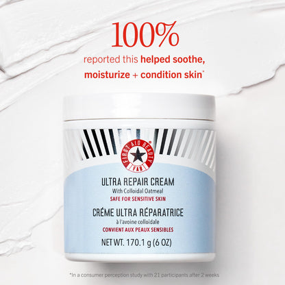First Aid Beauty Ultra Repair Cream – Eczema Relief & Skin Barrier Repair Moisturizer with Colloidal Oatmeal & Ceramides, for Sensitive Dry Skin, Face & Body, 170.1g