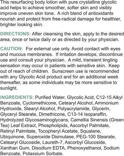 Replenix 15% Glycolic Acid Renewing Body Lotion Moisturizing & Brightening Exfoliating Cream Medical Grade