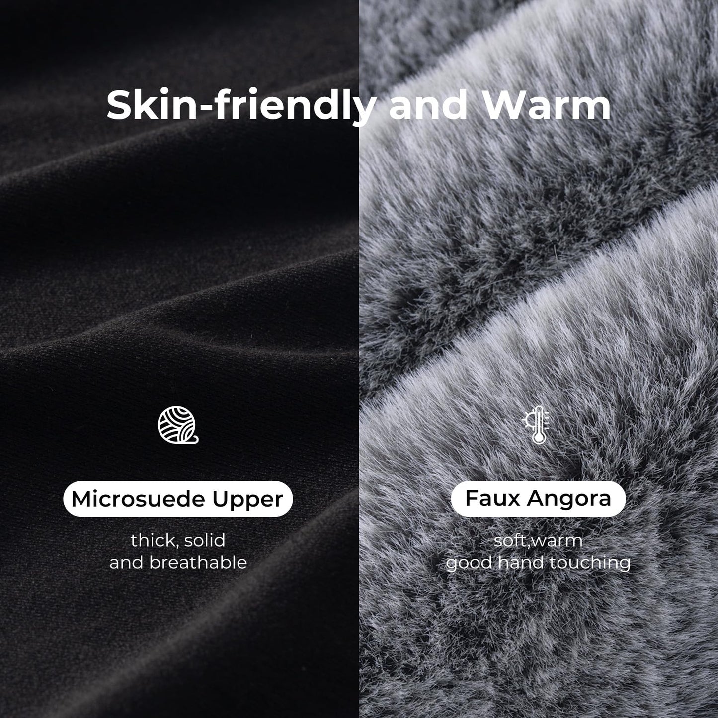 HomeTop Damen Classic Microsuede Memory Foam Hausschuhe Strapazierfähige Gummisohle mit Warmem Kunstfellkragen (9-10 M, Schwarz)