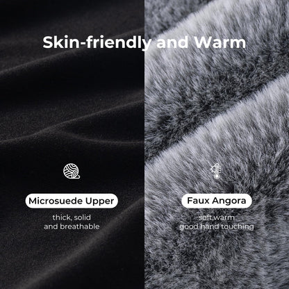 HomeTop Damen Classic Microsuede Memory Foam Hausschuhe Strapazierfähige Gummisohle mit Warmem Kunstfellkragen (9-10 M, Schwarz)