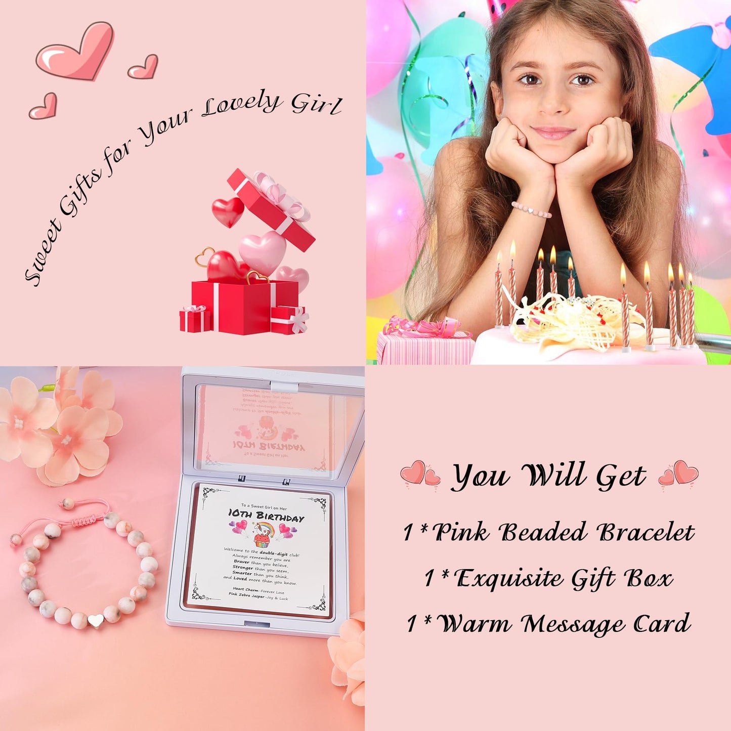 Sereney 6. Geburtstag Mädchen Geschenk, Verstellbare Perlenarmbänder zum 6. Geburtstag als Geburtstagsgeschenk für 6-jährige Mädchen, Geschenke zum 6. Geburtstag für Tochter, Nichte, Enkelin