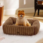 Bedsure ComfyFleece™ Cute Dog Bed for Small Medium Dogs - Washable Furry Puppy Beds, Rectangle Orthopedic Corduroy Fleece Pet Beds with Removable Zipper Cover, 25x21x7inches, Cream