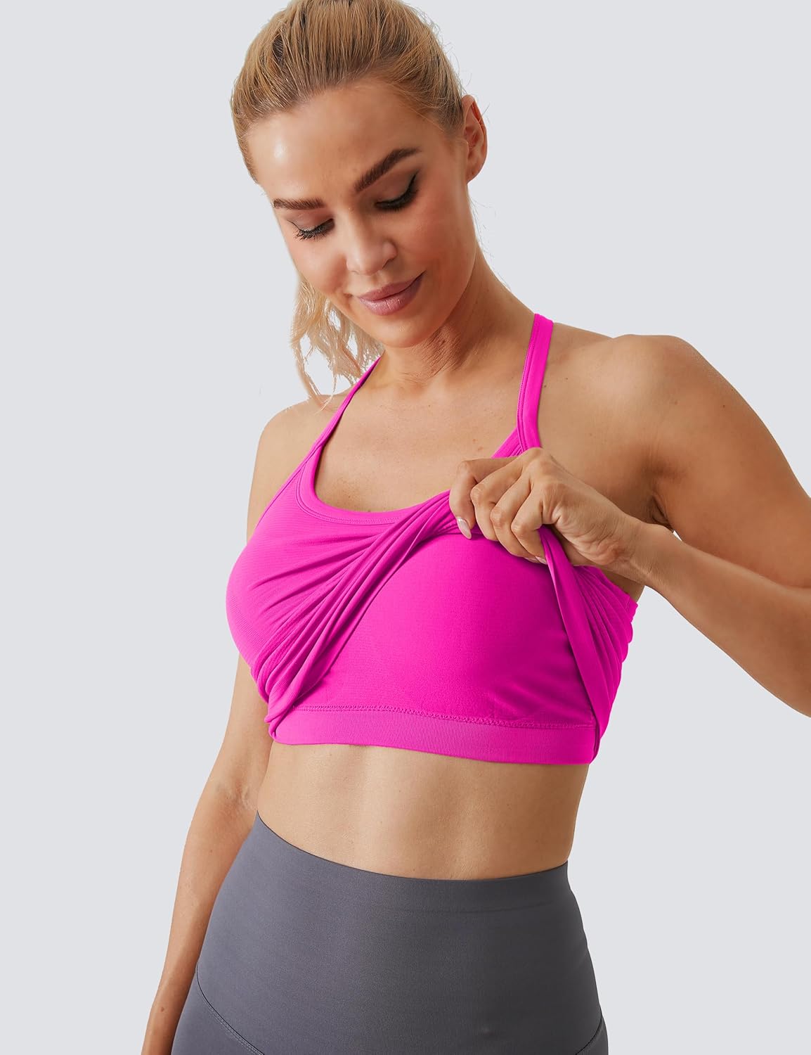 MathCat Workout Tank Tops für Damen mit integriertem BH, ärmellose Gym Tops Nahtlose Racerback Athletic Yoga Shirts
