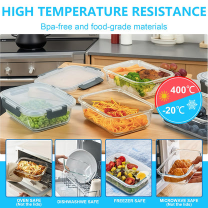 2 Pack Snackle Box –Air Tight Snack Containers with Divided, Lids&Handle –Clear Serving Tray for Fruits, Candy, Nuts –Portable for Travel, Parties, Daily Use (8 Containers Dishwasher Safe)