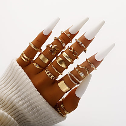 FAXHION 24-60 Pcs Gold Stackable Rings for Women, Knuckle Rings Chunky Gold Ring Set Dainty Stacking Cute Rings, Multiple Sizes Cute Jewelry Set Gift