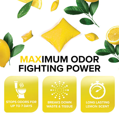 Camco TST MAX RV Toilet Treatment Drop-INs - Control Unwanted Odors & Break Down Waste and Tissue - Safe Septic Tank Treatment - Orange Scent, 30-Pack (41183)