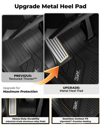 3W Floor Mats for Toyota Tacoma 2024 2025 2026 Double Cab Auto Tran(Not Fit Hybrid & XtraCab), TPE All Weather Custom Fit Floor Liner for Tacoma TRD/SR/SR5/limited Car Liners.