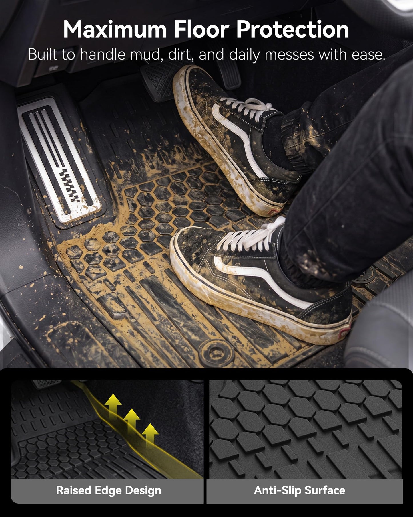 3W Floor Mats for Toyota Tacoma 2024 2025 2026 Double Cab Auto Tran(Not Fit Hybrid & XtraCab), TPE All Weather Custom Fit Floor Liner for Tacoma TRD/SR/SR5/limited Car Liners.