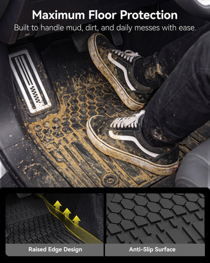 3W Floor Mats for Toyota Tacoma 2024 2025 2026 Double Cab Auto Tran(Not Fit Hybrid & XtraCab), TPE All Weather Custom Fit Floor Liner for Tacoma TRD/SR/SR5/limited Car Liners.