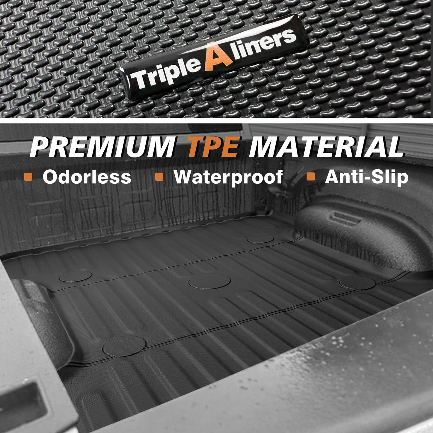 TripleAliners Truck Mat Compatible with 2019-2026 Chevy Silverado 1500 / GMC Sierra 1500 6.6FT Accessories, Truck Bed Mat Heavy Duty Custom Fit All Weather Protection TPE Pickup Liner, Standard Bed
