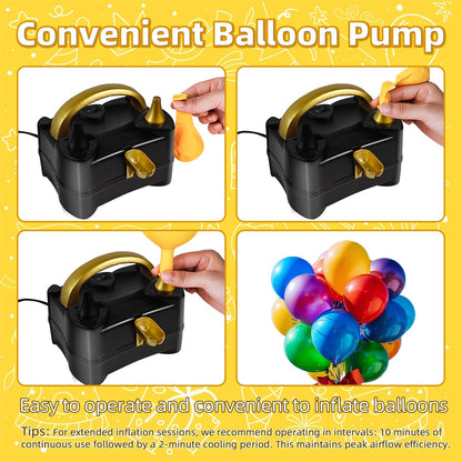 Bomba de globos eléctrica Bezente, inflador de globos portátil, bomba de aire eléctrica para globos, bomba de globos eléctrica de doble boquilla para decoraciones de fiestas de cumpleaños, bodas y graduaciones