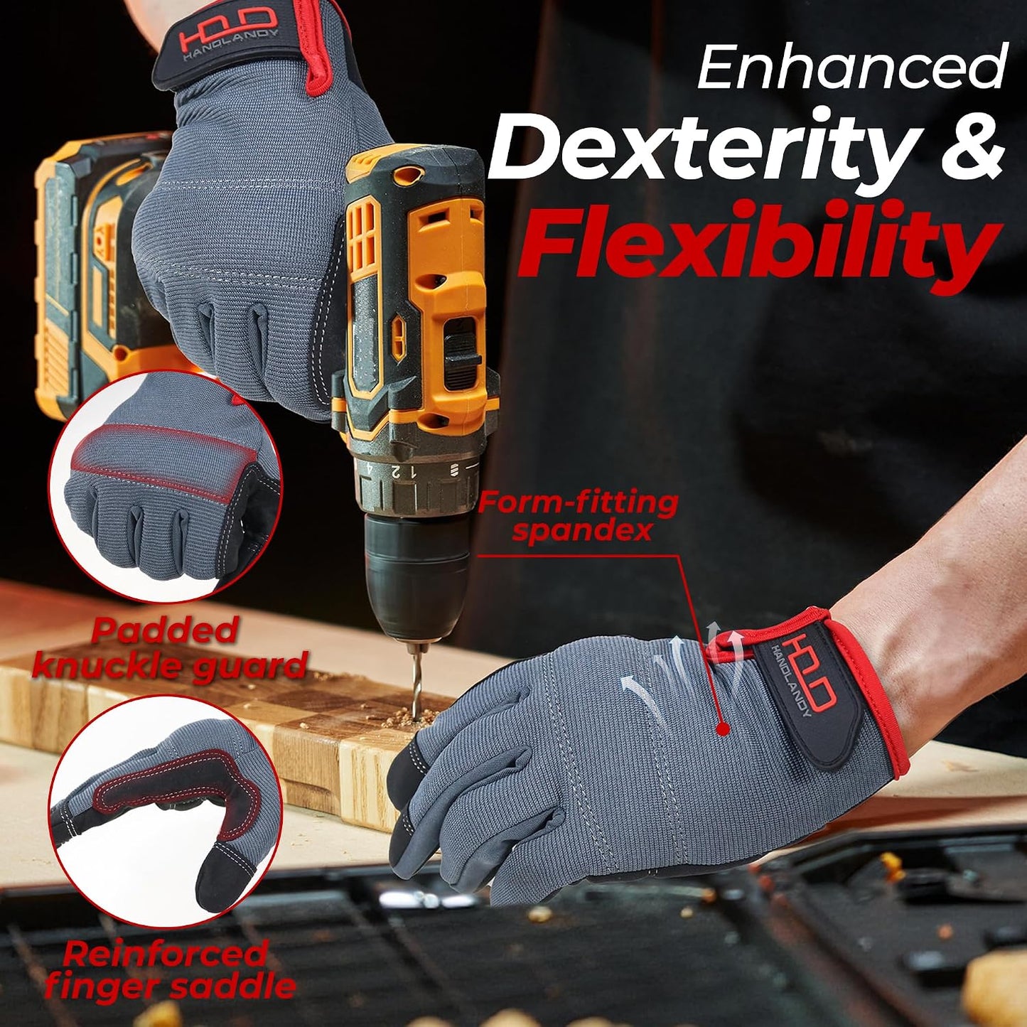 HANDLANDY Mens Work Gloves Review: Flexible, Breathable, and touchscreen Compatible