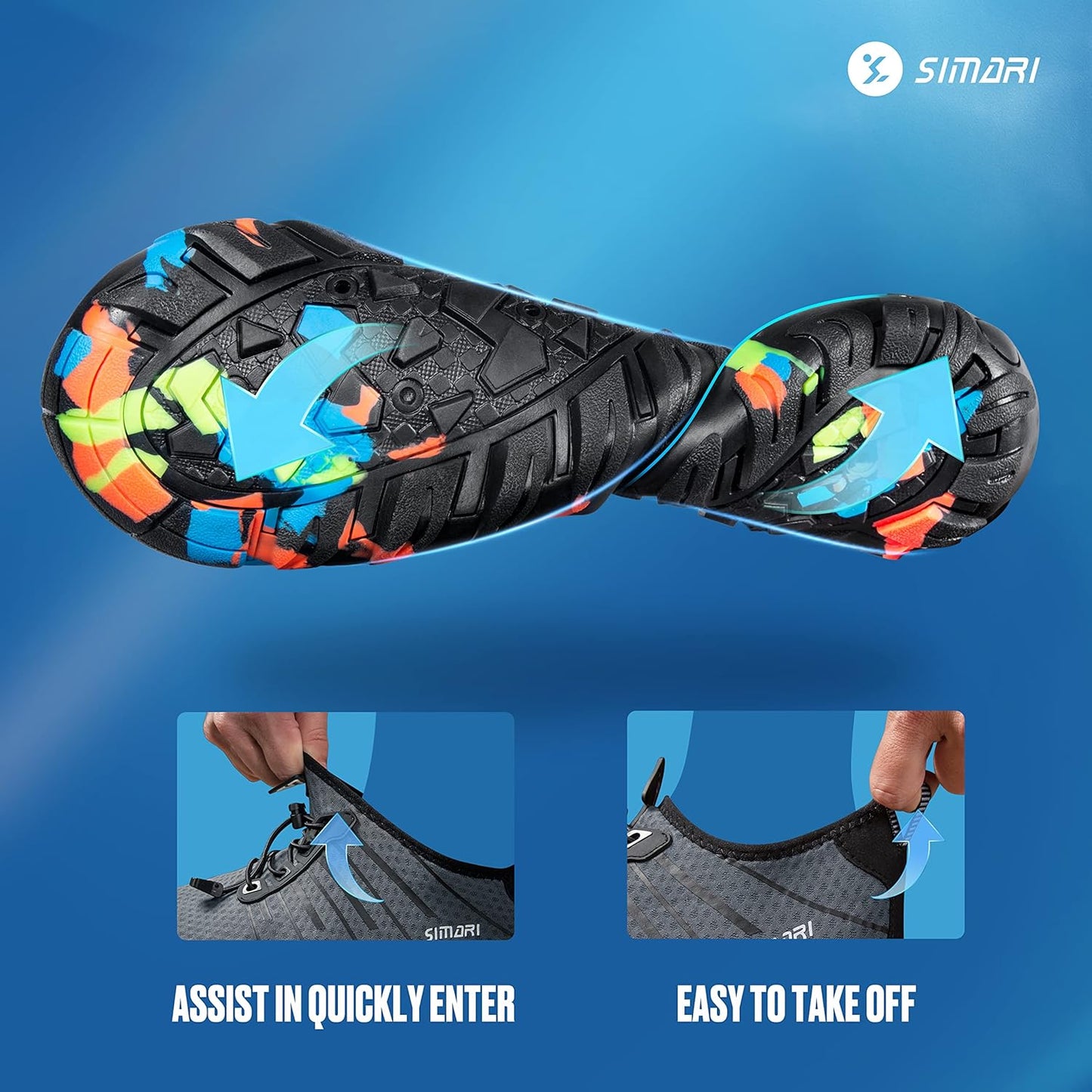 SIMARI Wasserschuhe für Damen und Herren, Badeschuhe, Strandschuhe, schnelltrocknend, Barfußschuhe, Wanderschuhe, Surfschuhe, Laufschuhe, Kajakschuhe