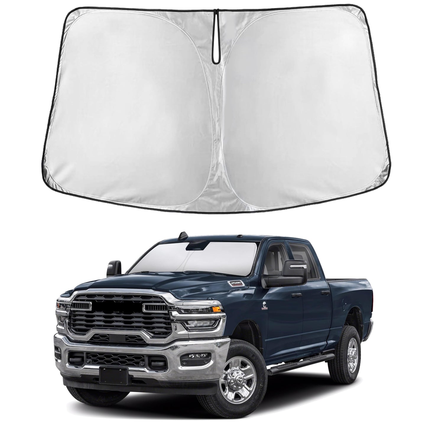 EcoNour Car Windshield Sunshade | Blocks 99% Heat & Keeps Interior Cool | Universal Fits Cars, SUVs, Trucks | Automotive Sun Screen, Visor & Car Accessories for Summer | Medium (64x32 Inches)