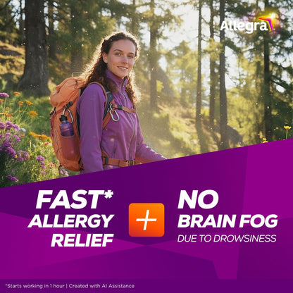 Allegra Adult 24-Hour Allergy Relief Tablets, Non-Drowsy Indoor and Outdoor Allergy Medicine, 180 mg Fexofenadine HCI Antihistamine Pill, 45-Count,(Pack of 2)