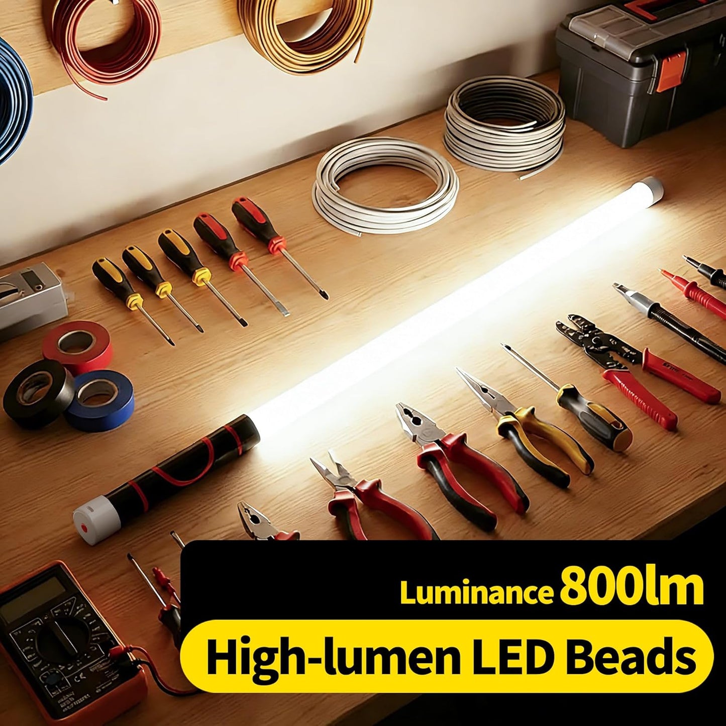 THOUSAND SUNNY Flexible LED Light Stick 30", Rechargeable Bendable Work Light with 3 Modes High Lumen for Mechanic Car Repairs Under Hood Garage Inspection