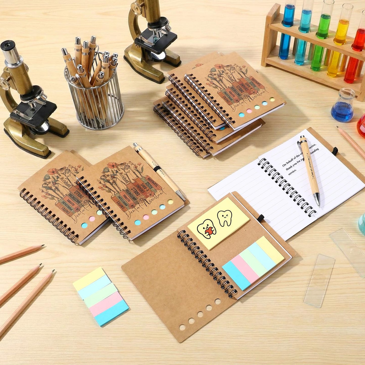 Jetec 48 Set 2026 CNA Week Gifts Bulk Nurse Appreciation Gift Set Small Inspirational Kraft Spiral Nursing Notebooks with Sticky Notes Pens for Healthcare Medical Hospital Coworker Staff Office