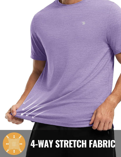Rdruko Herren Kurzarm Trainingsshirts – Trockene Passform – Feuchtigkeitstransportierend – Für Laufen, Fitnessstudio, aktiven Sport
