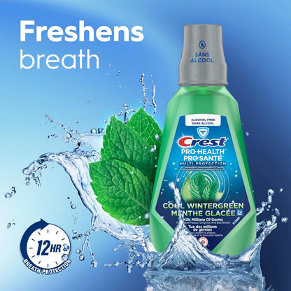 Crest Pro-Health Multi-Protection Mundspülung alkoholfrei, frischer Minzgeschmack, erfrischt den Atem mit 12 Stunden Atemschutz, 1L