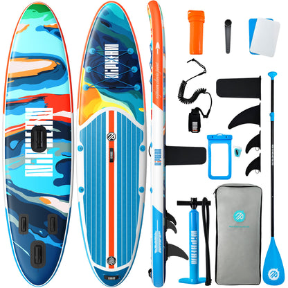 Niphean Inflatable Stand Up Paddle Board with SUP Accessories, Anti-Slip EVA Deck, 10’6’’ Inflatable Paddle Boards for Adults & Youth of All Skill Levels