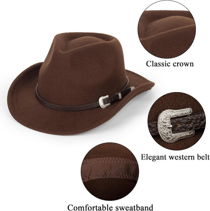 Cowboyhut für Jungen Mädchen Western Filzhut Fedora für Kinder 3-6 Jahre