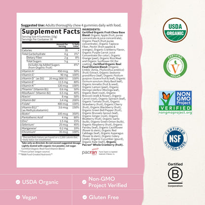 Garden of Life Organics Women's Gummy Vitamins - Berry - Certified Organic, Non-GMO, Vegan, Kosher Complete Multi - Methyl B12, C & D3 - Gluten, Soy & Dairy Free, 120 Real Fruit Gummies (Pack of 6)