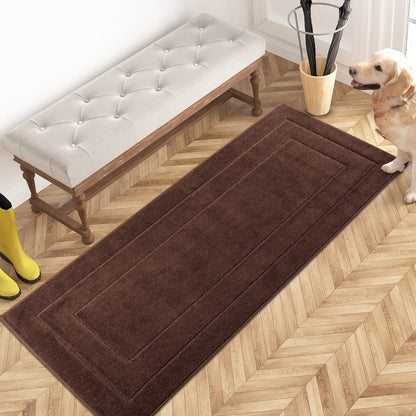 PURRUGS Dirt Trapping Door Mat 32" x 70", Non-Slip/Skid Machine Washable Entryway Rug, Dog Doormat, Super Absorbent Welcome Mat for Muddy Wet Shoes and Paws, Grayish Brown