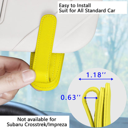 2 Packs Sunglasses Holder for Car Visor, Genuine Leather Car Sunglass Holder, Glasses Clip for Cars,Auto Interior Accessories Universal for SUV Pickup Truck (Black-(2 Pcs)