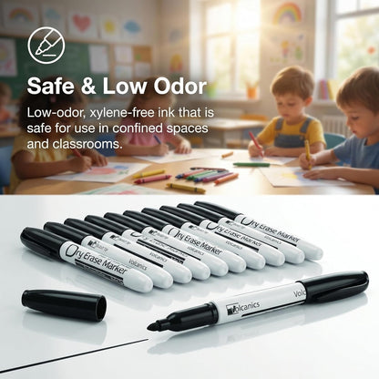 Dry Erase Markers Low Odor Fine Whiteboard Markers Thin Box of 12，10 Colors