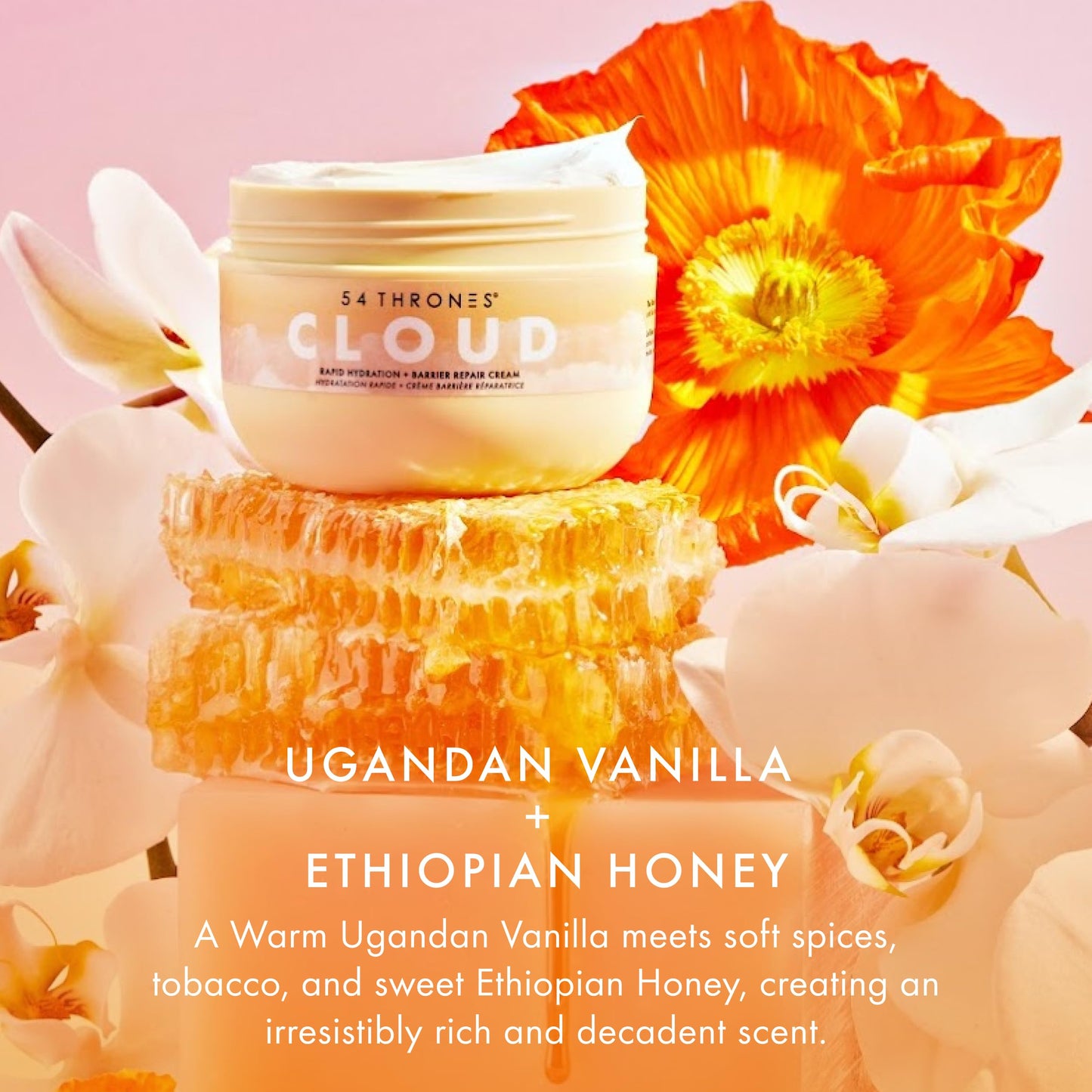 54 Thrones Daily Moisturizing Body Cream Lotion, Barrier Repair Cloud Cream, African Shea Butter Skin Care, Ugandan Vanilla & Ethiopian Honey