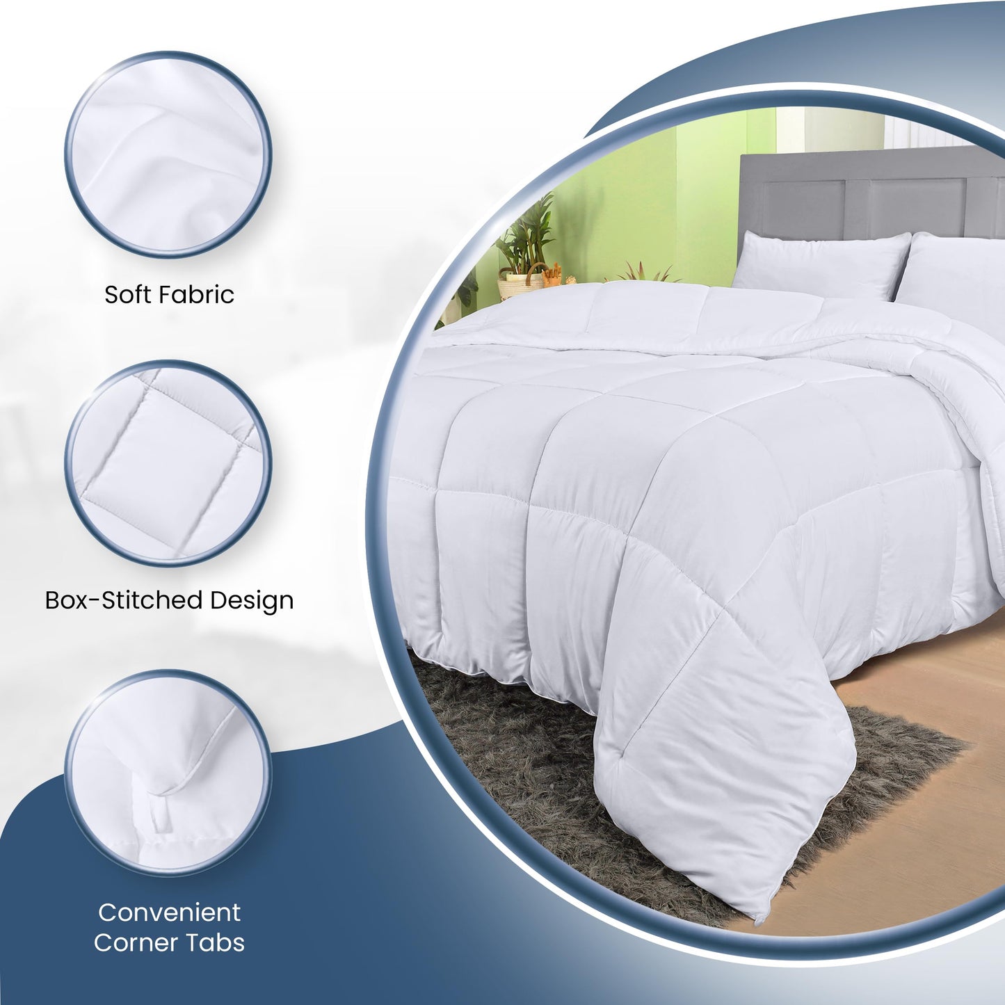 Utopia Bedding Steppbetten Queen-Größe, Ganzjahres-Bettdeckeneinlage, Daunenalternative Box-gesteppte Bettdecke mit Ecklaschen, Maschinenwaschbar (Weiß)