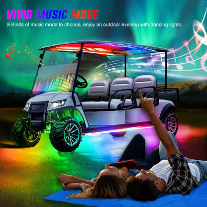 Nilight 6PCS Golf Cart Underbody Light Kit with Canopy Lights Dream Color Multi-Mode Neon Accent Lighting APP Remote Control Sound Active Music Sync IP67 Waterproof 12V-66V for EZGO Yamaha Club Car