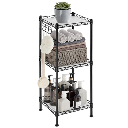 SONGMICS Storage Shelf, Small Metal Wire Shelving Unit, Adjustable Shelves, for Small Spaces, Garage, Bedroom, Living Room, Kitchen, Pantry, 5 Tier, 11.8 x 11.8 x 47.6 Inches, Ink Black ULGR123BH01