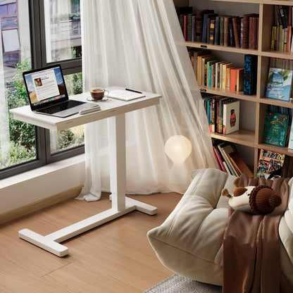 Muwuele Solid Wood Overbed Bedside Table with Wheels, Adjustable Medical Tilt Top Hospital Bed Table Over The Bed, Rolling Laptop Desk, Mobile Standing Desk for Hospital and Home Use (Walnut)