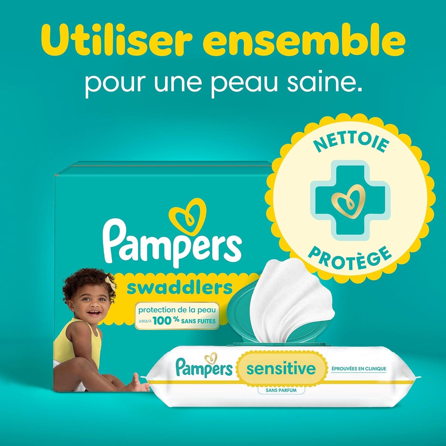 Pampers Swaddlers Windeln, Größe 0 (bis 4,5 kg), 84 Stück, Saugfähig, Hält Babys trocken und bequem, Hautverträgliche Einwegwindel