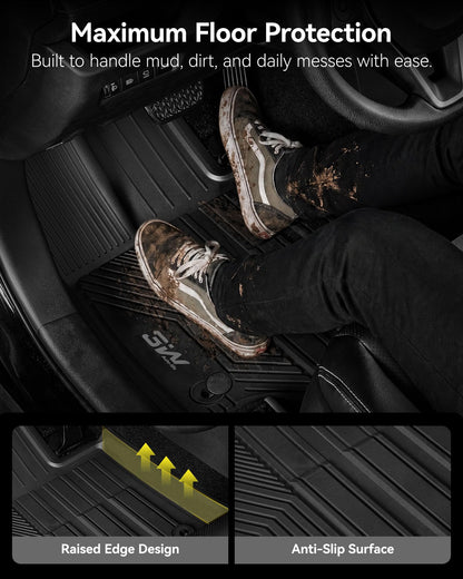3W Floor Mats for Toyota Tacoma 2024 2025 2026 Double Cab Auto Tran(Not Fit Hybrid & XtraCab), TPE All Weather Custom Fit Floor Liner for Tacoma TRD/SR/SR5/limited Car Liners.