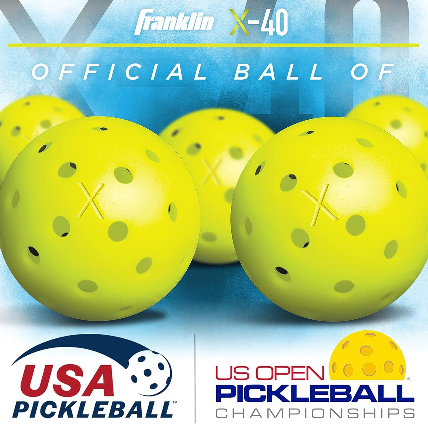 Franklin Sports Outdoor-Pickleballs – X-40 Pickleballbälle – von USA Pickleball (USAPA) zugelassen – offizieller US Open Ball – 3er-, 12er- und 100er-Bulk-Packs Pickleballs