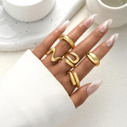 YEEZII Chunky Gold Rings for Women Non Tarnish, 18K Gold Plated Stackable Thumb Ring, Statement Women Rings Set