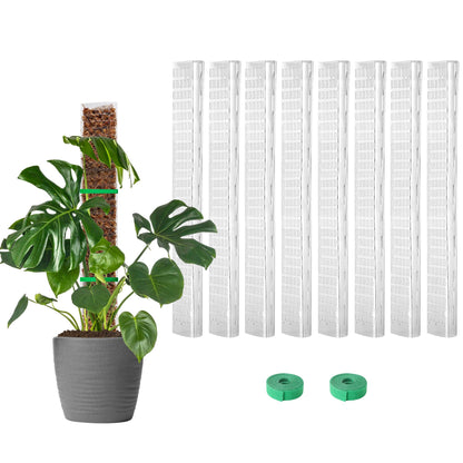 EOX 4 Pcs 24 Inch Plastic Moss Pole for Monstera, Large D Shaped Poles for Climbing Plants Work with Sphagnum Moss, 90 Inch Plant Stake Set of 4, Garden Ties